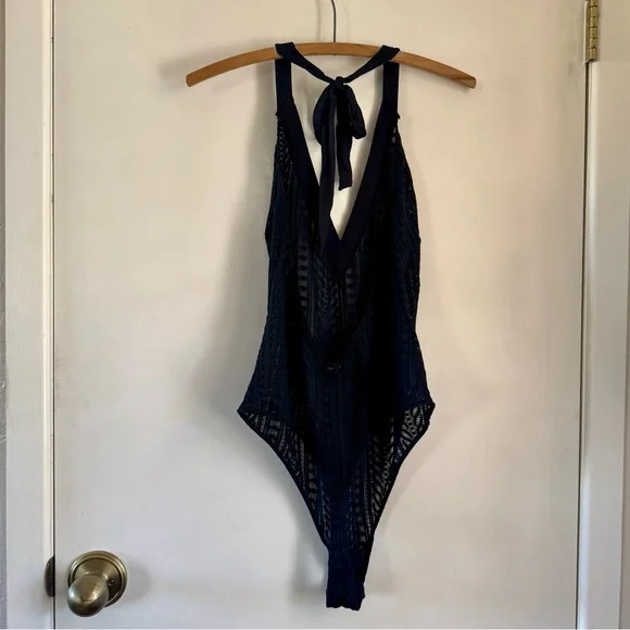 NWOT Jezebel by Felina black lace halter bodysuit XL - Picture 6 of 10